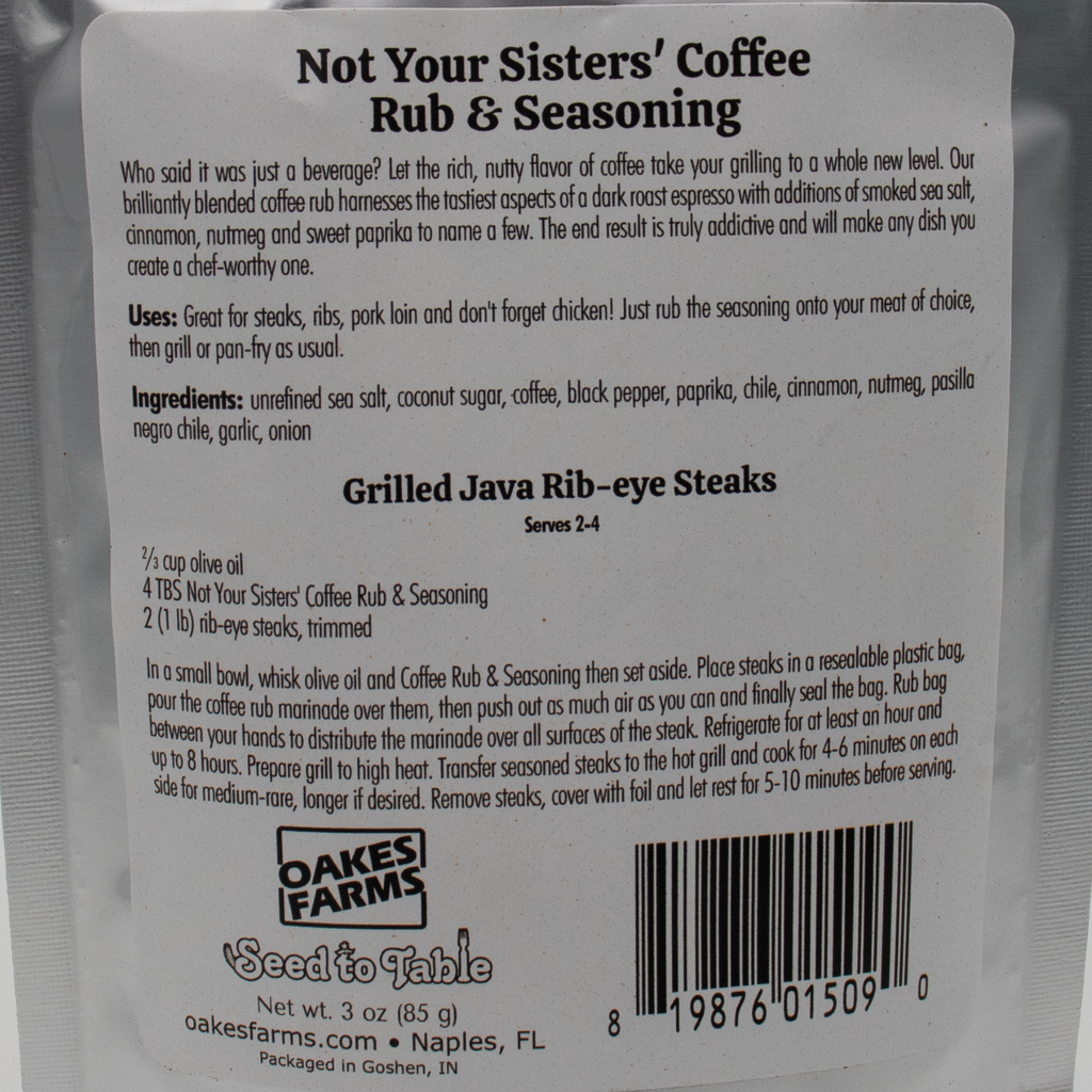 Not Your Sisters' Coffee Rub & Seasoning - Seed to Table
