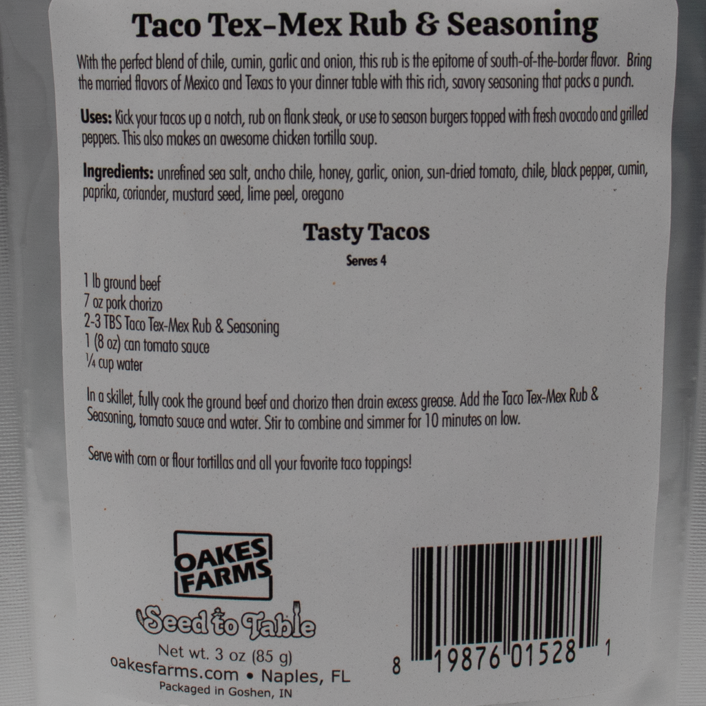 Taco Tex-Mex Rub & Seasoning - Seed to Table
