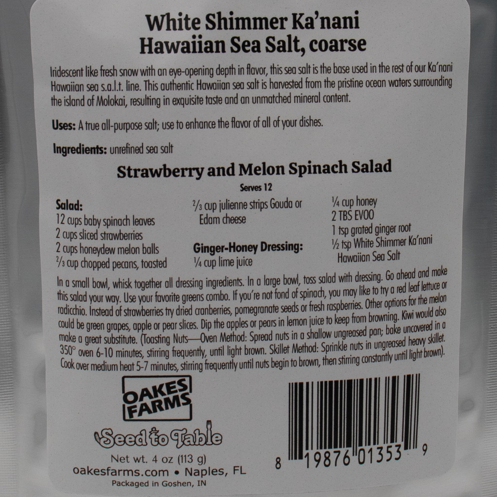 White Shimmer Ka'nani Hawaiian Sea Salt Coarse - Seed to Table