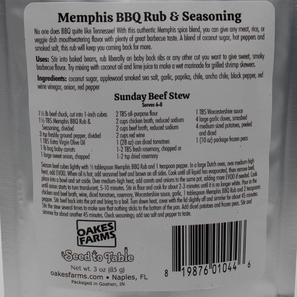 Memphis BBQ Rub & Seasoning - Seed to Table